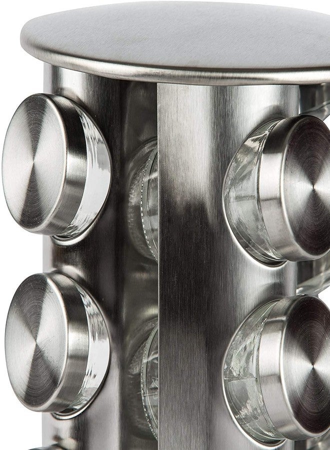 Olpad برج توابل دوار من أولباد | رف توابل دائري | مجموعة من 12 برطمان توابل | تنظيم تخزين التوابل | رف ماسالا قياسي من الفولاذ المقاوم للصدأ - Image 3